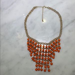 Orange and gold bib necklace